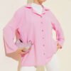 Oversized Wrap Collar Shirt Pink