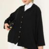 Oversized Wrap Collar Shirt Black