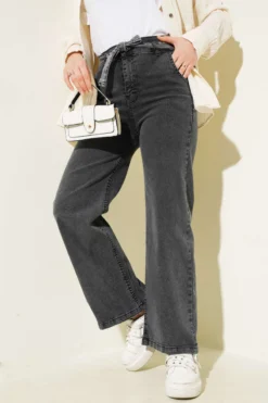 Alternative view of Belted Elastic Waist Denim Pants