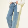 Belted Wide Leg Denim Pants all'ingrosso pants view 2 - Hicabistan fabbrica Turchia