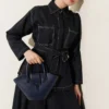 Belted Double Pocket Skirt Set Navy Blue wholesale clothing set view 2 - Hicabistan Turkey factory