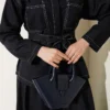 Belted Double Pocket Skirt Set Navy Blue wholesale clothing set view 4 - Hicabistan Turkey factory