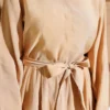 Belted Half Neck Buttoned Tencel Dress Beige all'ingrosso dress view 4 - Hicabistan fabbrica Turchia