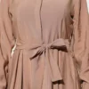 Belted Half Neck Buttoned Tencel Dress Großhandel dress view 4 - Hicabistan Türkei Fabrik