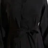 Belted Half Neck Buttoned Tencel Dress Black بالجملة dress view 4 - Hicabistan مصنع تركيا