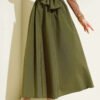 Belted Bell Skirt Khaki Großhandel skirt - Hicabistan Türkei Fabrik