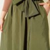 Belted Bell Skirt Khaki بالجملة skirt view 4 - Hicabistan مصنع تركيا