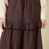 Belted Layered Flared Skirt Brown wholesale skirt view 4 - Hicabistan Turkey factory