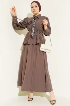 Leopard Scarf Modal Skirt Set Mink