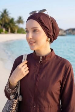 منظر بديل لـ Animal Print Modest Three-Piece Swimsuit Plum