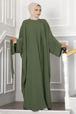 Leyli Modest Abaya Set Khaki wholesale abaya - Hicabistan Turkey factory