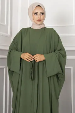 Leyli Modest Abaya Set Khaki wholesale abaya view 2 - Hicabistan Turkey factory