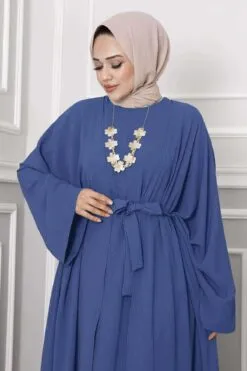 Leyli Modest Abaya Set Indigo wholesale abaya view 2 - Hicabistan Turkey factory