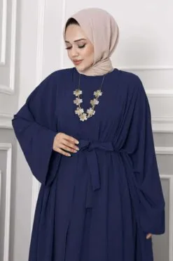 Leyli Modest Abaya Set Navy Blue wholesale abaya view 2 - Hicabistan Turkey factory