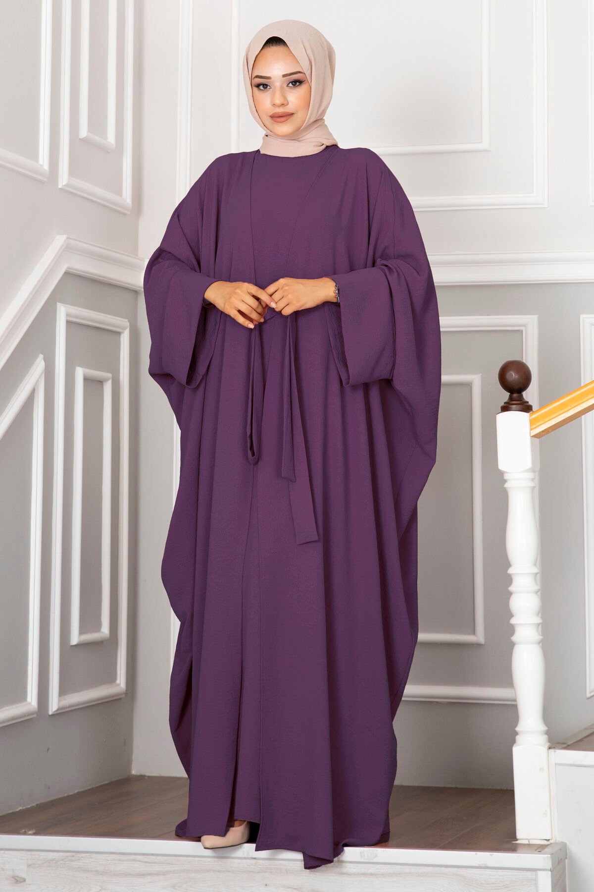Leyli Modest Abaya Set Plum - immagine 3