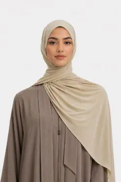 Wholesale Liquid Jersey Hijab — model wearing fluid drape premium jersey hijab