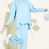 Basic Two-Piece Set with Gathered Detail Baby Blue