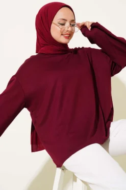 Low Shoulder Basic Tunic Burgundy