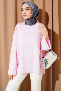 Low Shoulder Basic Tunic Pink
