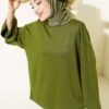Low Shoulder Basic Tunic Green