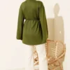 Wide Sleeve Tie Belt Tunic Khaki wholesale tunic view 3 - Hicabistan Turkey factory