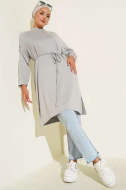 Alternatieve weergave van Long Tunic with Belt Grey