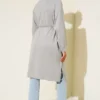 Long Tunic with Belt Grey wholesale tunic view 3 - Hicabistan Turkey factory