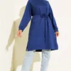 Long Tunic with Belt Navy Blue all'ingrosso tunic view 2 - Hicabistan fabbrica Turchia