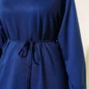 Long Tunic with Belt Navy Blue all'ingrosso tunic view 4 - Hicabistan fabbrica Turchia