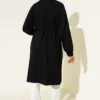 Long Tunic with Belt Black Großhandel tunic view 3 - Hicabistan Türkei Fabrik