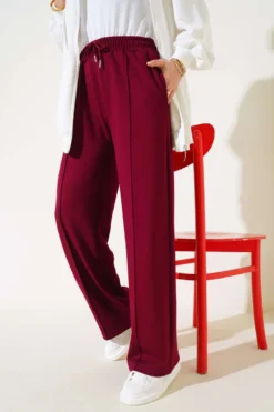 Alternative view of Wide Leg Trousers Burgundy