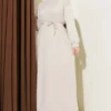 Loyşa Oversized Dress Beige Großhandel dress - Hicabistan Türkei Fabrik