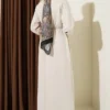 Loyşa Oversized Dress Beige Großhandel dress view 3 - Hicabistan Türkei Fabrik