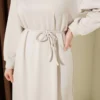Loyşa Oversized Dress Beige Großhandel dress view 4 - Hicabistan Türkei Fabrik