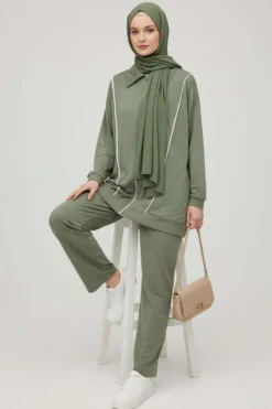 Loyşa Stone Embellished Zippered Two-Piece Set