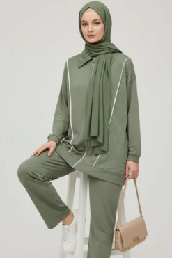Alternative view of Loyşa Stone Embellished Zippered Two-Piece Set