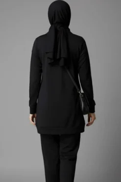 Alternative view of Loyşa Stone Embellished Zippered Two-Piece Set Black