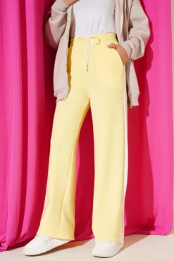 Side Stripe Waist Elastic Pants Yellow