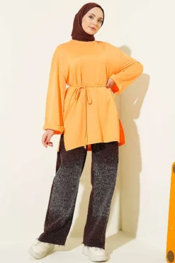 Vista alternativa de Side-Slit Belted Tunic Orange
