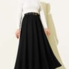 Loyşa Waist Elastic Belt Skirt Black all'ingrosso skirt view 2 - Hicabistan fabbrica Turchia