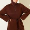 Wide Sleeve Tie Belt Tunic Cinnamon