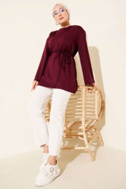 منظر بديل لـ Wide Sleeve Tie Belt Tunic
