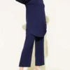 Layered Detail Cloak Two-Piece Set Navy Blue