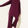 Layered Detail Cloak Two-Piece Set Plum