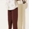 Belted Tie Pants Brown wholesale pants view 3 - Hicabistan Turkey factory
