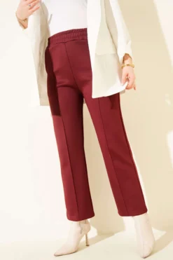 Alternative view of Scuba Trousers with Side Slits Burgundy