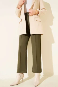 Scuba Trousers with Side Slits Khaki