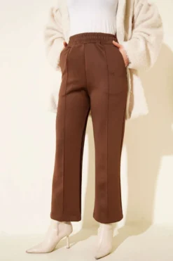 Alternative view of Scuba Trousers with Side Slits Brown