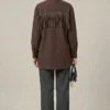 Cuffed Button Tassel Shirt Brown en gros shirt view 3 - Hicabistan usine Turquie