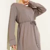 Laced Dress with Metal Button Embellishments Mink en gros dress - Hicabistan usine Turquie